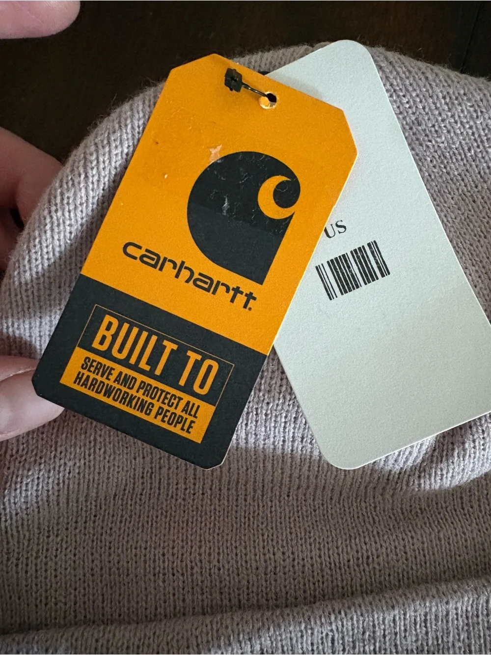 Carhartt Dusty Rose Knit Beanie with Yellow Logo Patch and Floral Accent